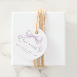 Étiquettes Cadeau Bow à croquis romantique Lilac Love is Sweet