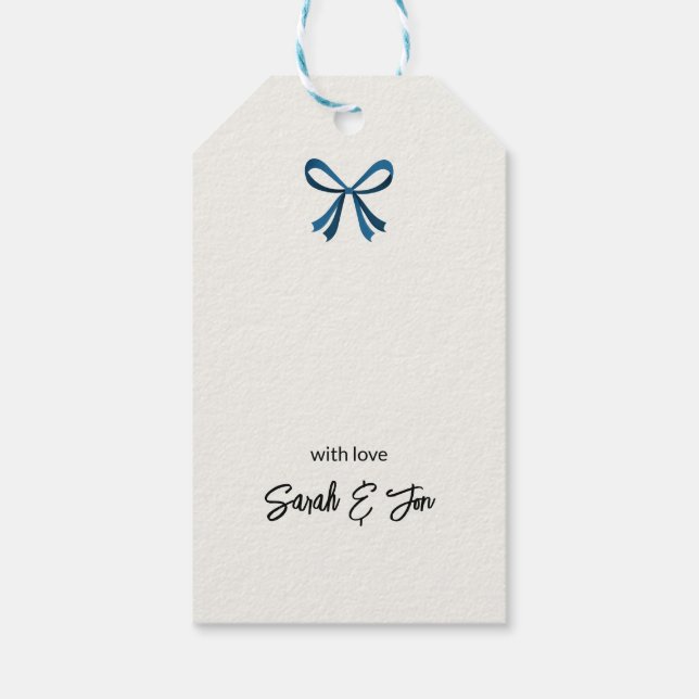 Étiquettes-cadeau Bow et mytilène bleus (Dos)