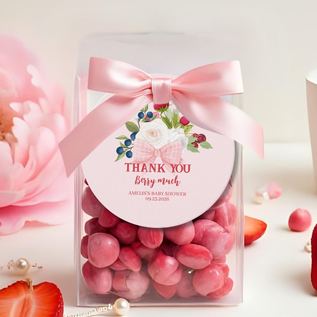 Étiquettes Cadeau Bow fraise fleurie Thankyou Berry beaucoup (Créateur téléchargé)