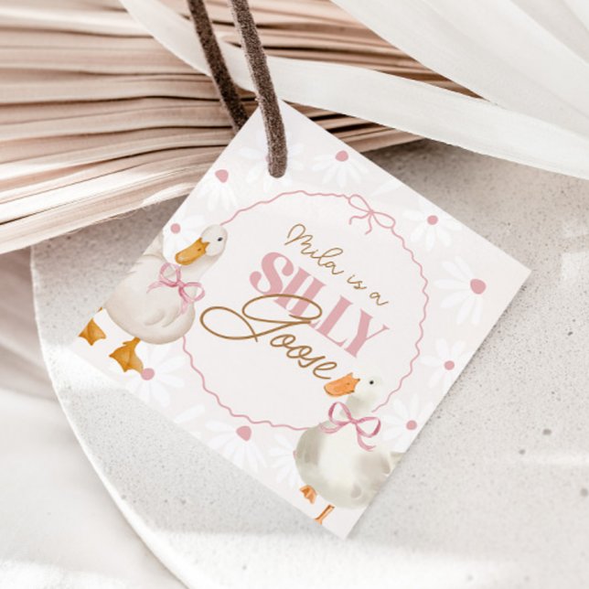 Étiquettes Cadeau Bow rose sot oie Coquette Anniversaire (Créateur téléchargé)