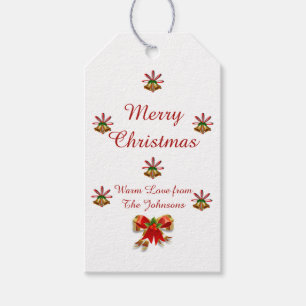 Étiquettes-cadeau Bows et cloches Joyeux cadeau de Noël Balise
