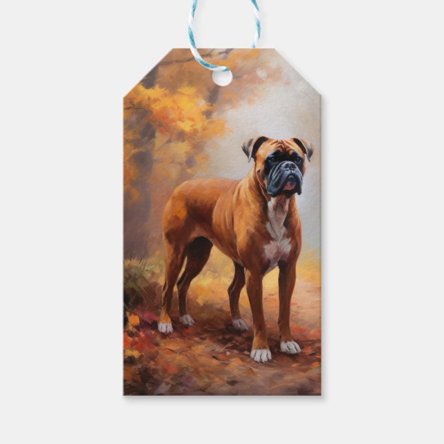 Étiquettes-cadeau Boxer en automne Feuilles automne Inspire (Devant)