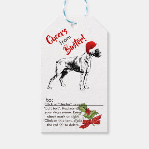 Étiquettes-cadeau Boxer Noël Holly Flocon Personnaliser