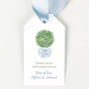 Étiquettes-cadeau Boxwood Clé grecque Vert Bleu Blanc Wedding shower