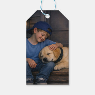 Étiquettes-cadeau Boy and Sleeping Dog – Warm Moments Gift Tag