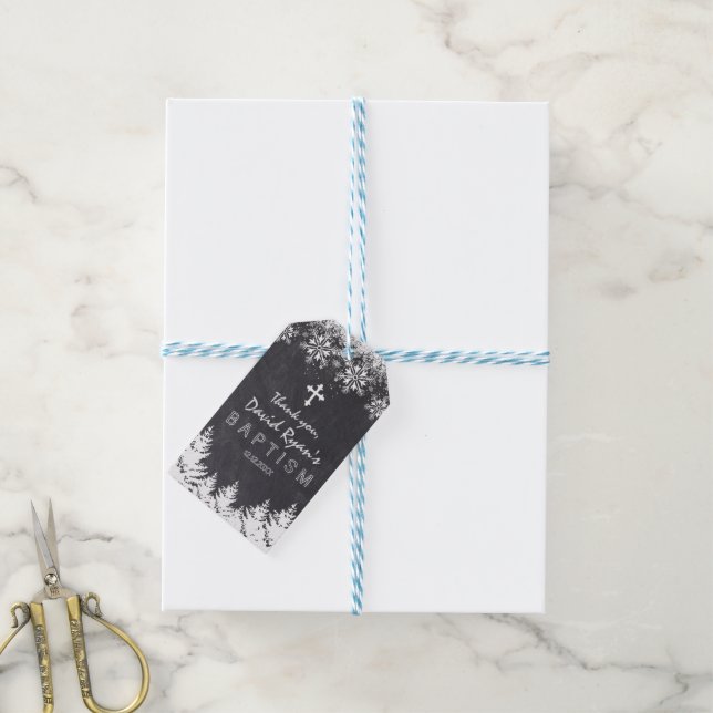 Étiquettes-cadeau Boy Winter Holiday Flammes de neige Chalkboard Bap (Avec de laficelle)