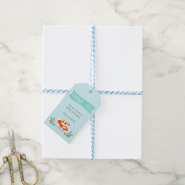 Étiquettes-cadeau Boys Foxes Baby shower Balises cadeaux (Avec de laficelle)