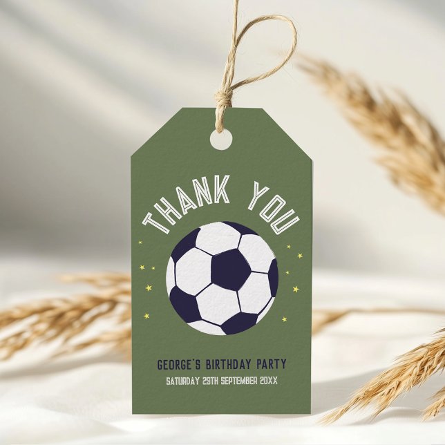 Étiquettes-cadeau Boys Soccer Sporty Thank You Kids Birthday Favor (Créateur téléchargé)