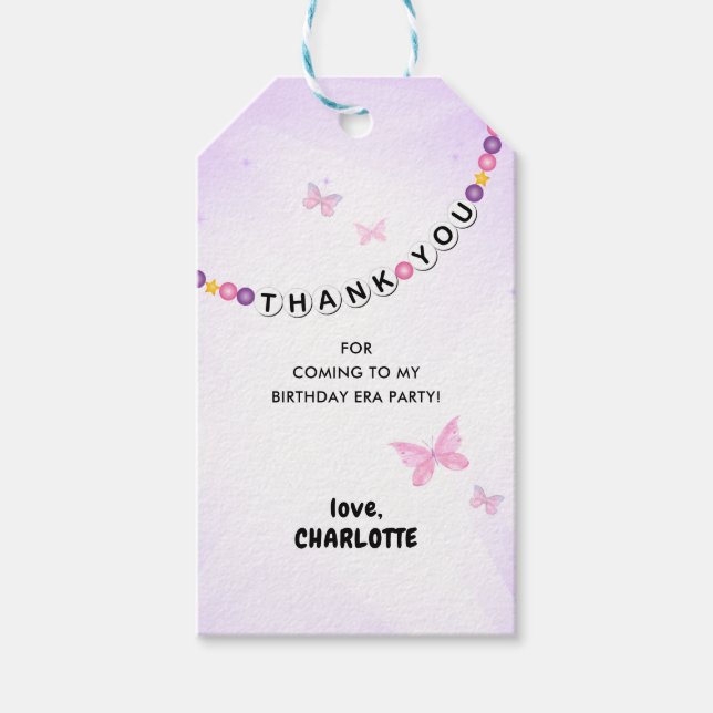 Étiquettes-cadeau Bracelet d'amitié filles Anniversaire Merci (Devant)