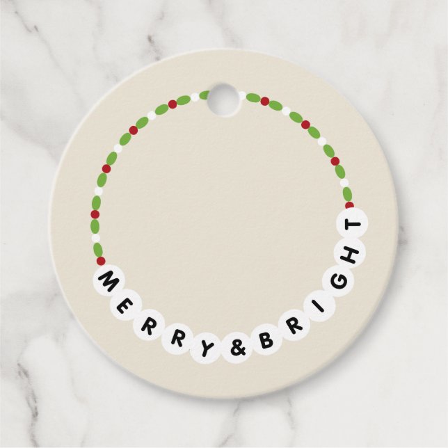 Étiquettes Cadeau Bracelet d'amitié Joyeux et Noël brillant (Devant)