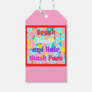 Étiquettes-cadeau Bracelet dents cheveux laver visage amusant enfant