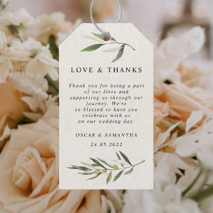 Étiquettes-cadeau Branche d'olive verte de l'eau moderne