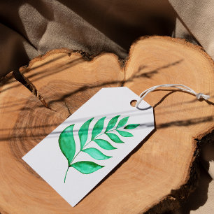 Étiquettes-cadeau Branches d'aquarelle simples - vert