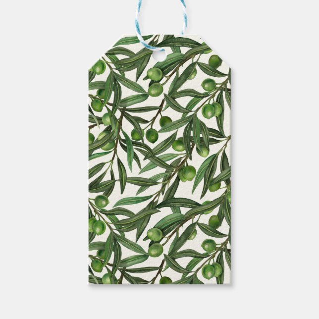 Étiquettes-cadeau Branches d'olive sur blanc (Devant)