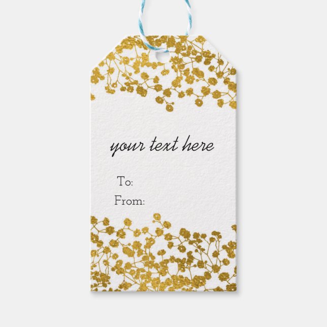 Étiquettes-cadeau Bras de bébé en or blanc Élégant floral (Devant)