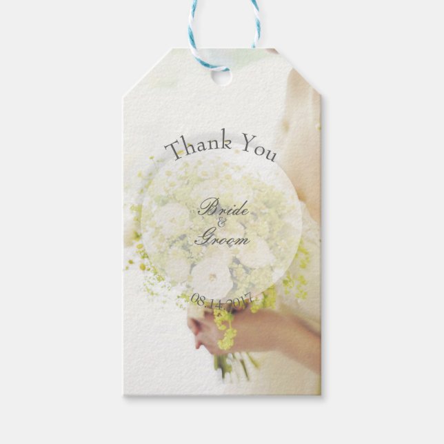 Étiquettes-cadeau Bride avec bouquet de fleurs Mariage modifiable