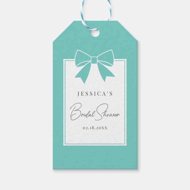 Étiquettes-cadeau Bride & Co. Turquoise Fête des mariées Merci de la (Devant)