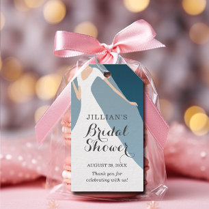 Étiquettes-cadeau Bride Gown Fête des mariées Merci Turquoise