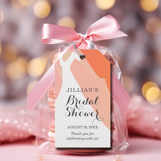 Étiquettes-cadeau Bride Gown Fête des mariées Orange Merci (Créateur téléchargé)