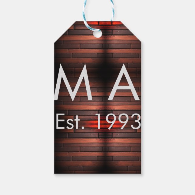 Étiquettes-cadeau Brique de pierre rustique marron ajouter nom lettr (Devant)