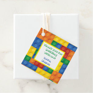 Étiquettes Cadeau Briques colorées Blocs de construction Anniversair