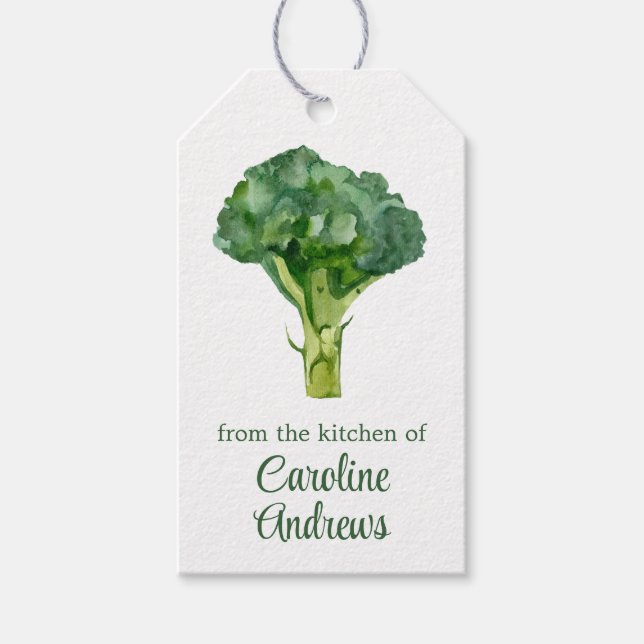 Étiquettes-cadeau Brocoli biologique d'aquarelle (Devant)