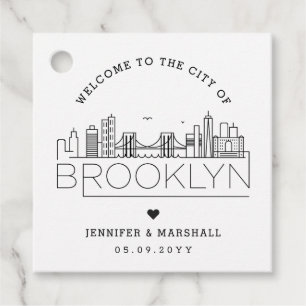 Étiquettes Cadeau Brooklyn Skyline Accueil Mariage