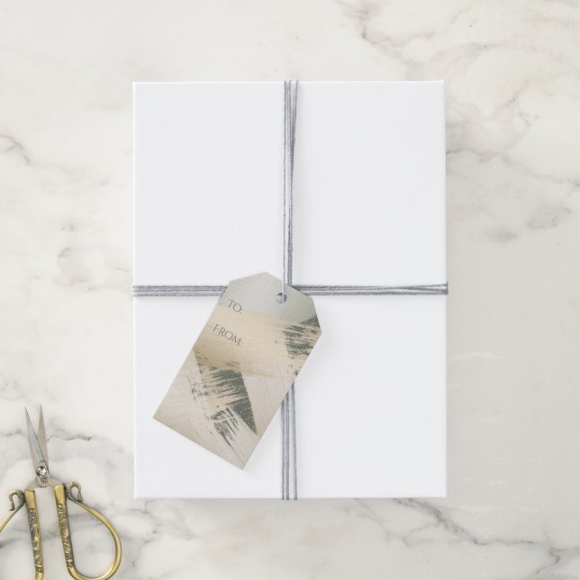 Étiquettes-cadeau Brosse moderne frappe l'or sur l'épinette verte (Avec de la ficelle)