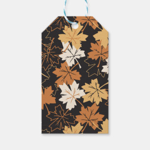 Étiquettes-cadeau Brown doré Motif d'automne noir Ver