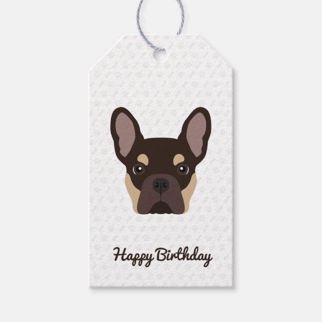 Étiquettes-cadeau Brown et Tan French Bulldog Anniversaire (Devant)