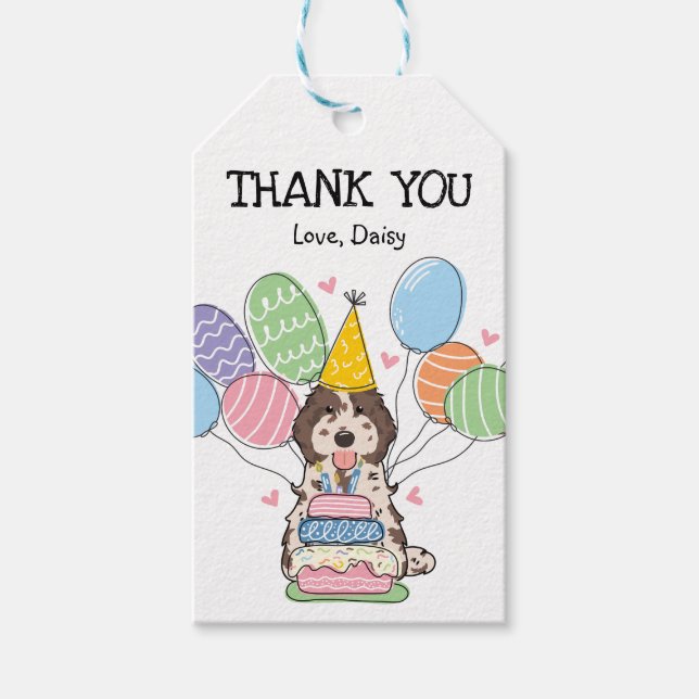 Étiquettes-cadeau Brown Merle Cockapoo Cavapoo fête d'anniversaire F (Devant)
