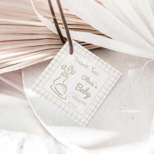 Étiquettes Cadeau Brun Vert Tiré À La Main Dans Le Baby shower Du Fo