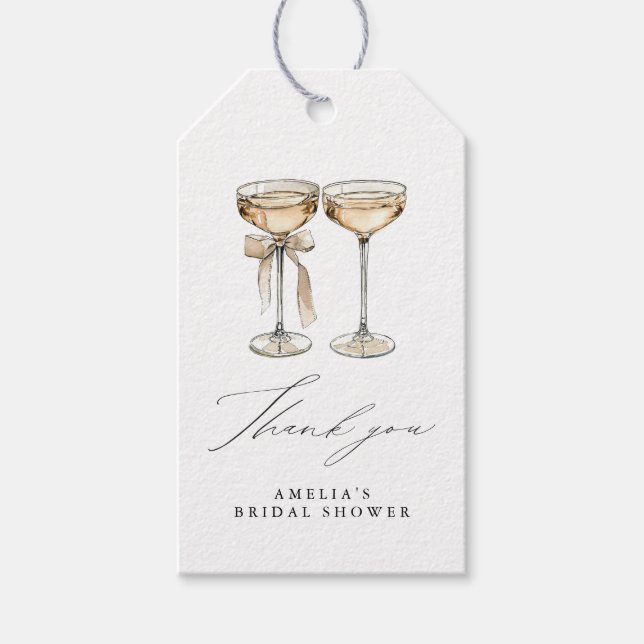 Étiquettes-cadeau Brunch & Bubbly Champagne Fête des mariées Merci (Devant)