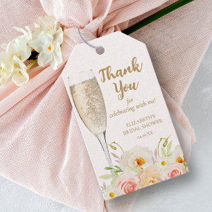 Étiquettes-cadeau Brunch & Bubbly Fête des mariées florale Favoriser