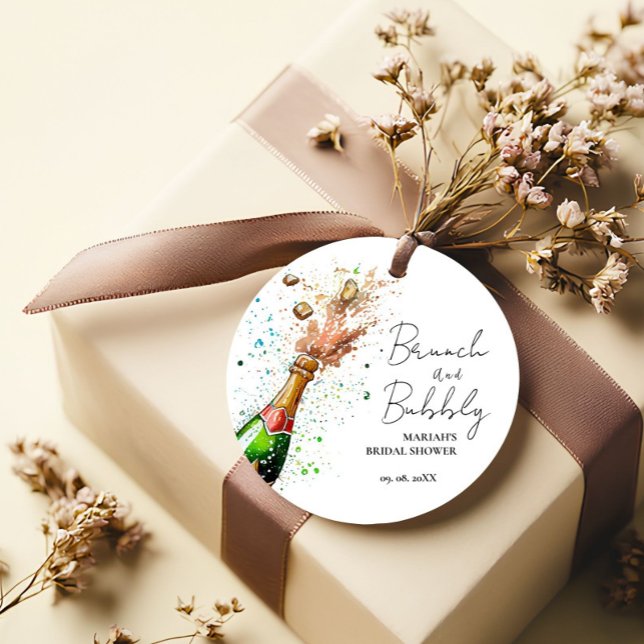 Étiquettes Cadeau Brunch Et Bubbly Champagne nuptiale Douche (Créateur téléchargé)