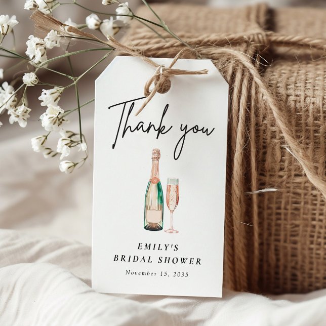 Étiquettes-cadeau Brunch et Bubbly Élégant Shower de Mariée (Créateur téléchargé)