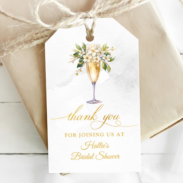 Étiquettes-cadeau Brunch et Fête des mariées champagne Bubbly (Créateur téléchargé)