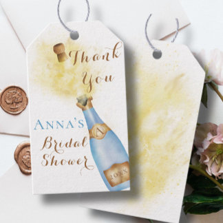 Étiquettes-cadeau Brunch et Fête des mariées en or Bubbly Champagne