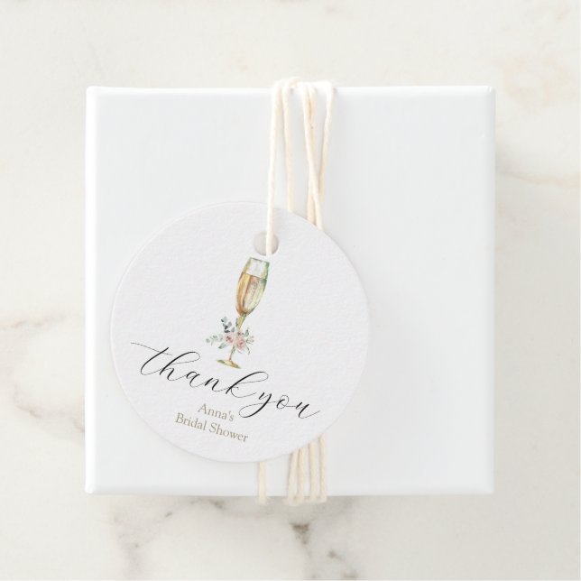 Étiquettes Cadeau Brunch et Merci champagne Bubbly (En situation)