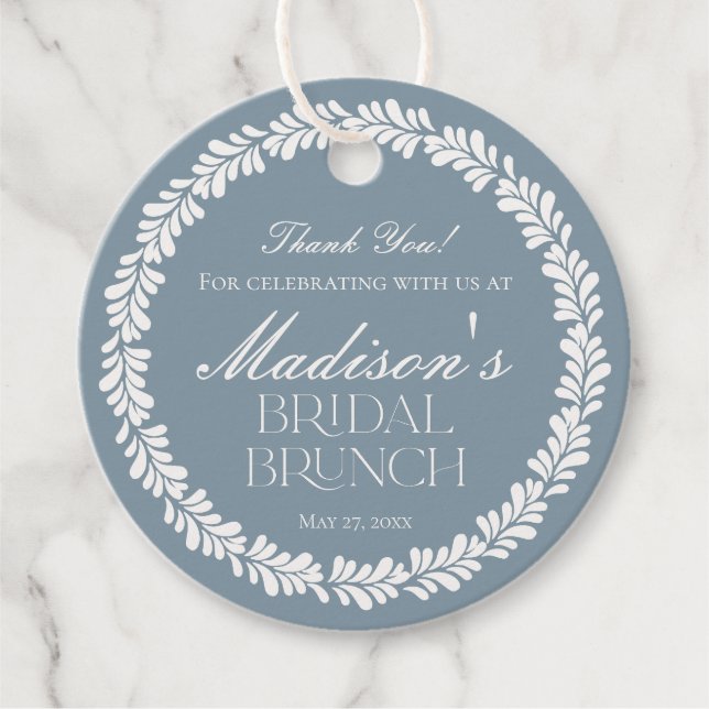 Étiquettes Cadeau Brunch nuptial dusty Blue Talavera espagnol Fiesta (Devant)