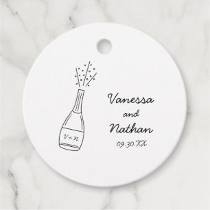 Étiquettes Cadeau Bubbly Popping Champagne Bouteille Mariage Whimsic