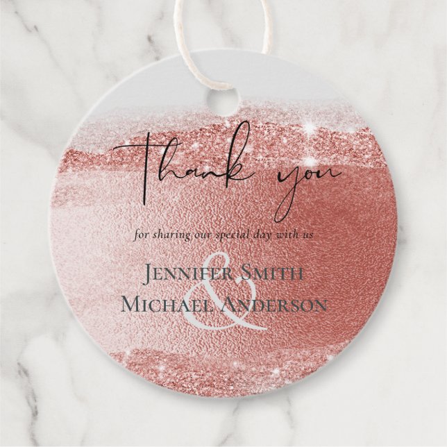 Étiquettes Cadeau Budget Rose Parties scintillant or  Foil Look Mari (Devant)