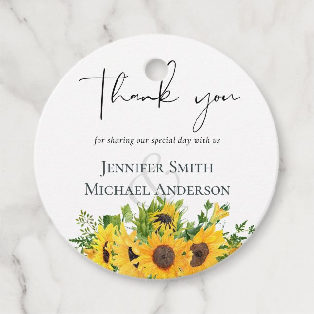 Étiquettes Cadeau Budget Rustique Tournesols Mariage Sud (Devant)