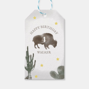 Étiquettes-cadeau Buffalo Bison Desert Ranch Cactus Anniversaire occ