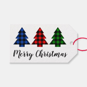 Étiquettes-cadeau Buffalo branché Plaid Christmas Trees
