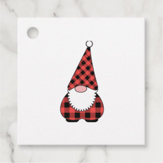 Étiquettes Cadeau Buffalo Plaid Red Père Noël Gnome