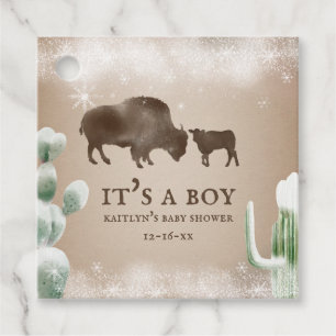 Étiquettes Cadeau Buffalo Snow Desert Cactus Boy Baby shower