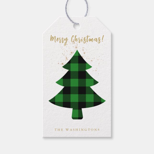 Étiquettes-cadeau Buffle moderne amusant Planté Arbre de Noël (Devant)