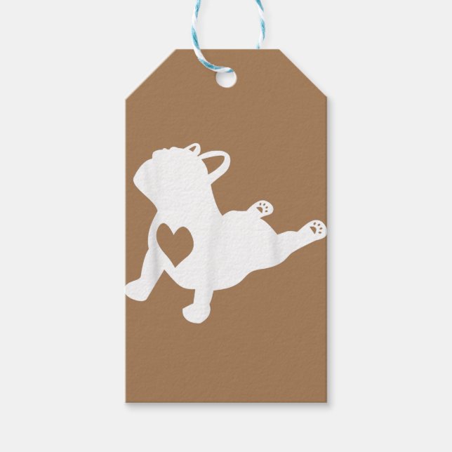 Étiquettes-cadeau Bulldog Yoga Pose Love Heart Workout (Devant)