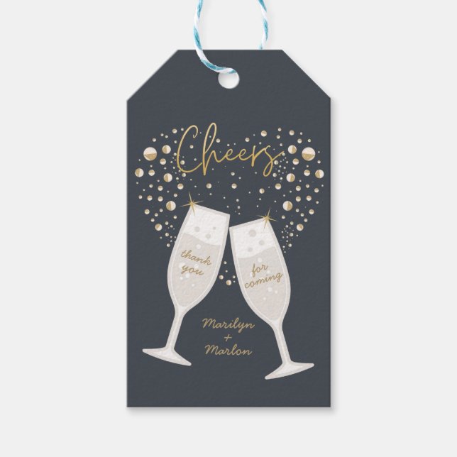 Étiquettes-cadeau Bulles de Champagne Merci (Devant)